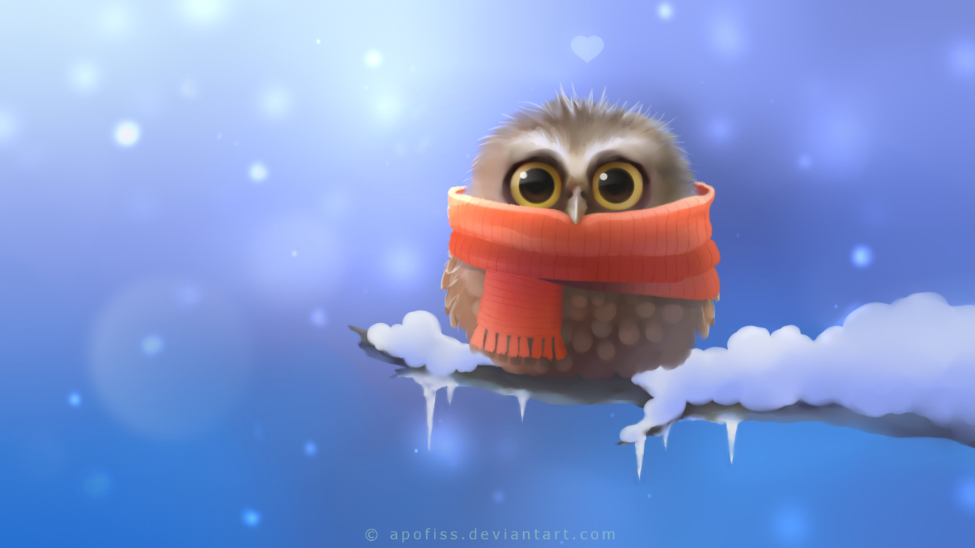 Little Owl paper for 1366 x 768 HDTV resolution